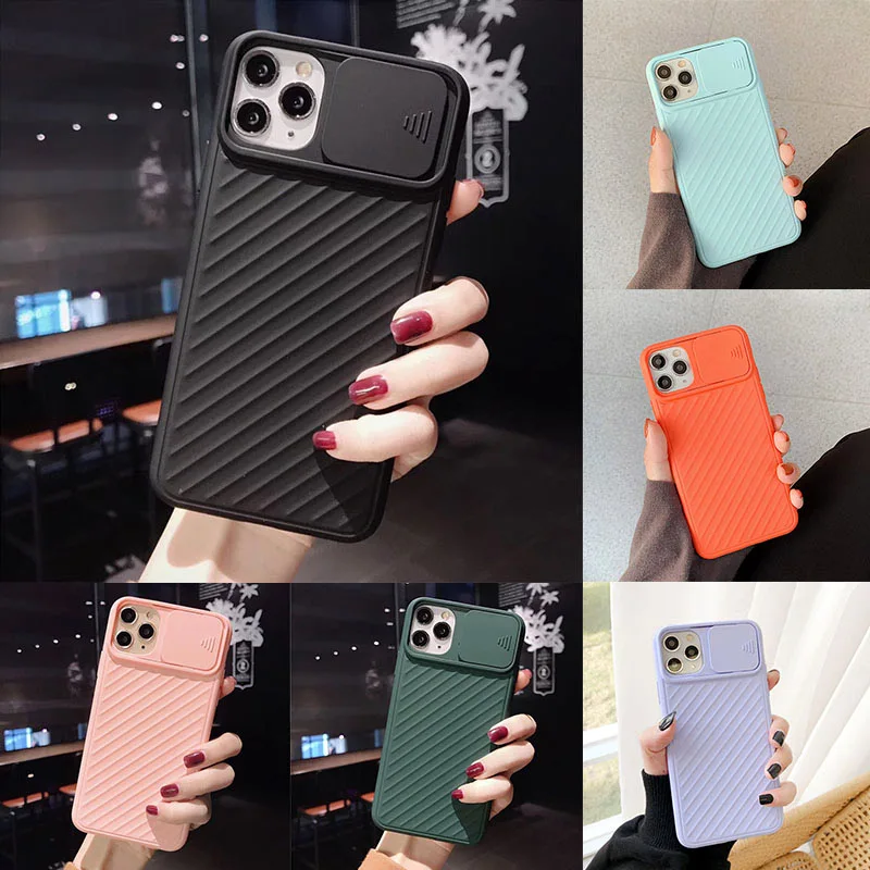 Camera Protection Phone Case For iPhone 12 11 Pro Max Soft TPU Silicon Back Cover Slide Camera Door For iPhone X XR XS Max
