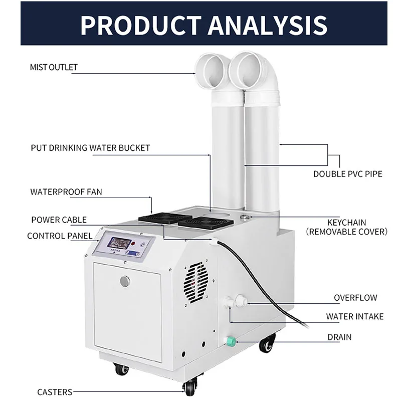 21KG/H Greenhouse Factory Industrial Humidifier Large Cool Mist Humidifier Mushroom Ultrasonic Humidifier System Fogger