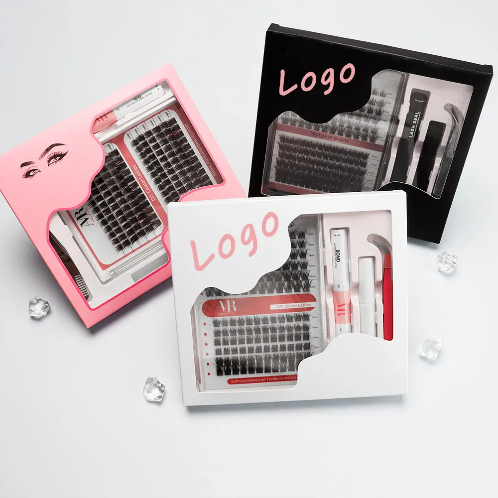 Bulk Cluster Lashes Fluffy Private Label Natural D Curl Cluster Lash Kit Korean PBT Segments Glue And Tweezers Clusters Lashes