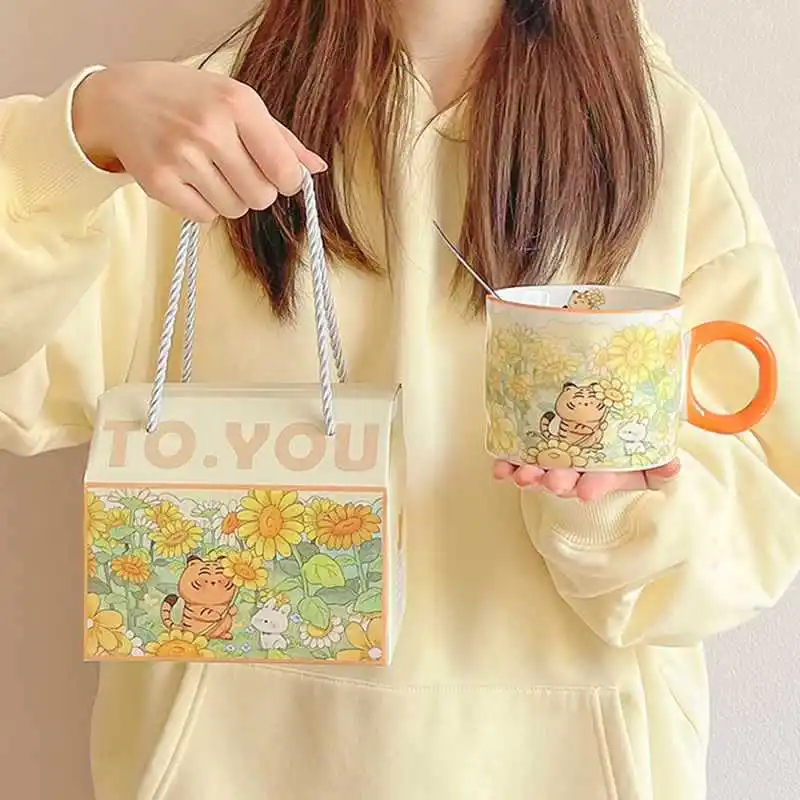 Cup Ceramic Gift Box Souvenir Mug with Cover Creative Birthday Gift for Best Friend Practical Girls