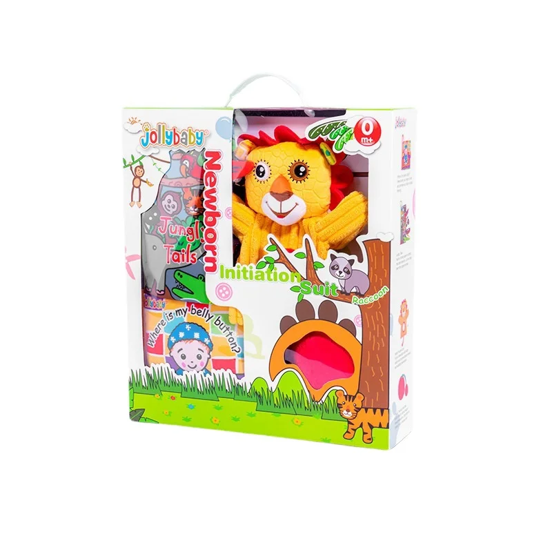 wholesale Tail Cloth Book toy plush stuffed toys set include hand puppet cloth soft ball 4 in 1 toy newborn baby gift set