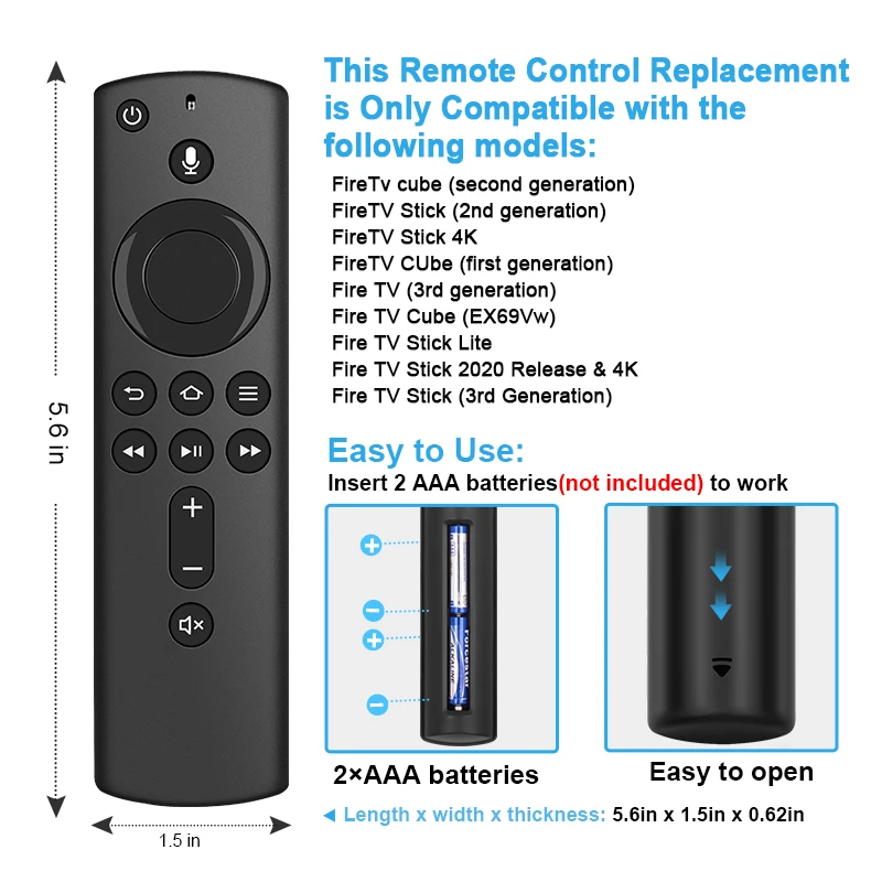 Smart Universal TV Voice Remote Control L5B83H fit for Amazon Fire TV Stick 4K Lite 2nd 3rd 1st Gen Cube Fire Stick controller