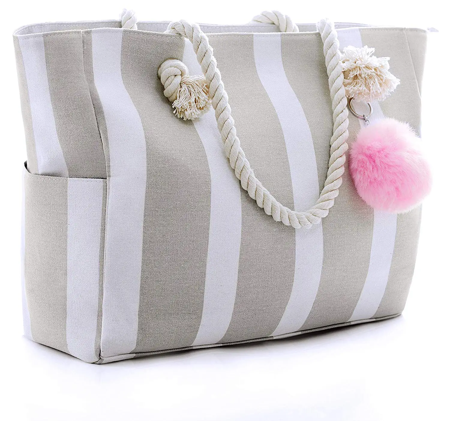 Designer Style Hand Bags Ladies Handbag Custom Stripes Shopping Canvas Tote Bag With Cotton Handles Beach Bag Women