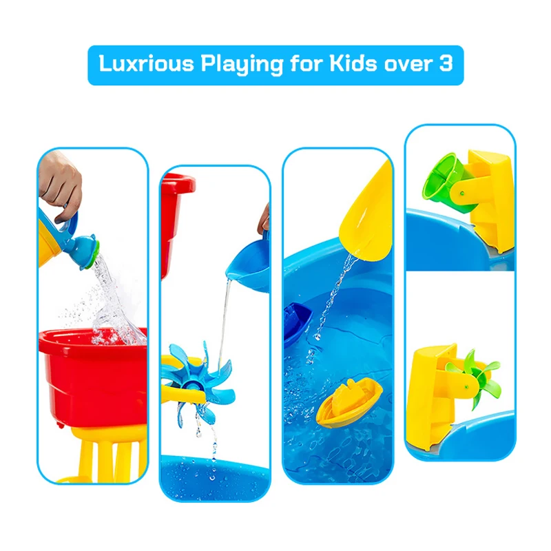 Samtoy Summer Outdoor Beach Play Plastic Toddler Sand and Water Table for Kids
