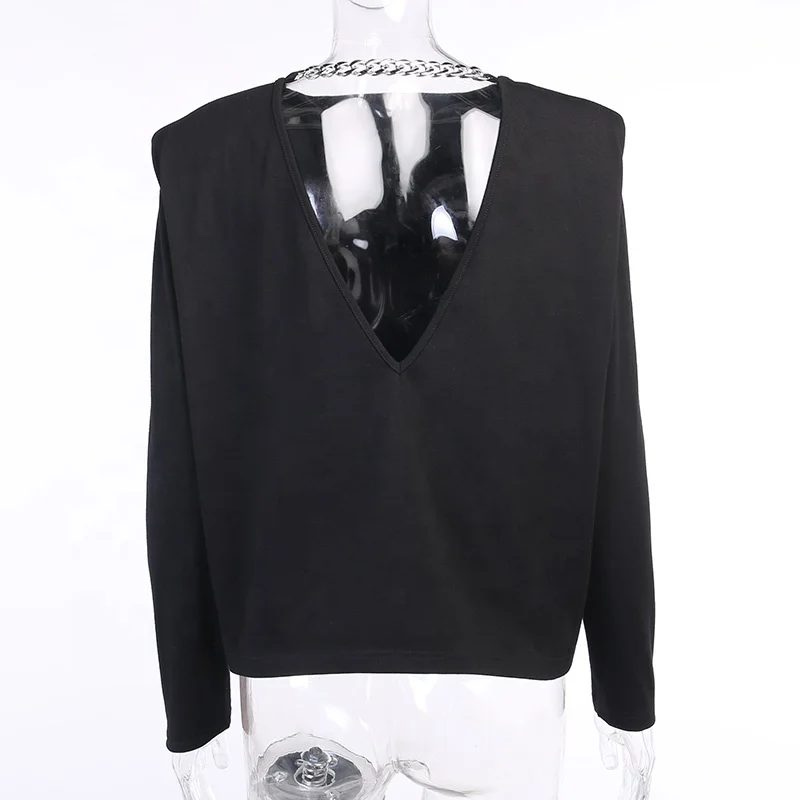  fall fashion clothing new 2020 loose long sleeve solid black casual tops with shoulder pads women t-shirts oversized tshirt