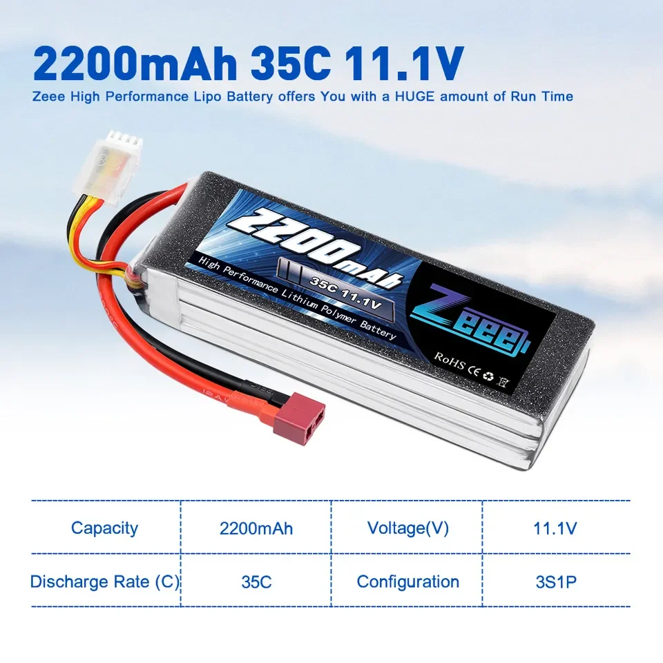 Аккумулятор Zeee 3S LiPo 11 1 В 2200 мАч 35C мягкий чехол аккумулятор с разъемом Deans для самолета RC Квадрокоптер вертолет Дрон