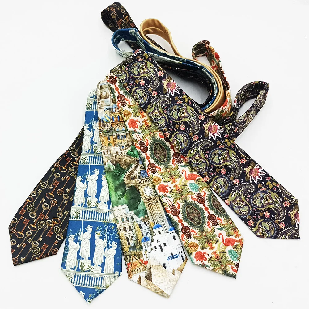 Yiqun британский модный винтажный галстук из полиэстера с цифровым принтом аксессуары для мужских костюмов 8 см
