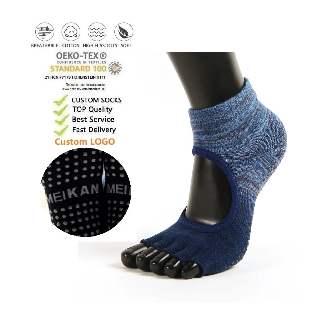 Дышащие спортивные носки для пилатеса, Индивидуальные женские мужские носки с пятью пальцами, носки с пятью пальцами, нескользящие носки с 5 пальцами для йоги, пилатеса