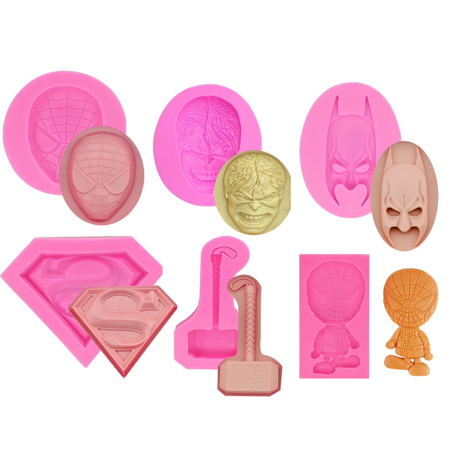 D0377 Silicone Fondant Superman Anime Image Mold for Cake Decorating, Polymer Clay Chocolate Cupcake Candy Molds