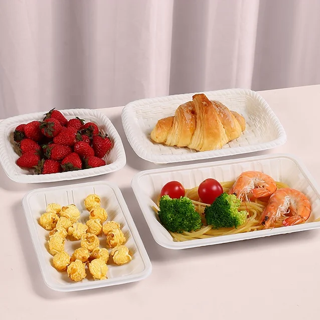 Customized size round tray cornstarch dinnerware 3 compartment plates for fast food