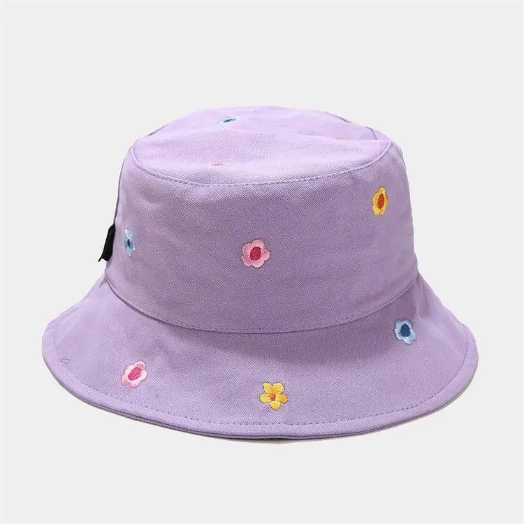 Four Seasons 100% Cotton Flower Embroidery Bucket Hat Fisherman Hat Outdoor Wholesale Bucket Hats for Men And Women