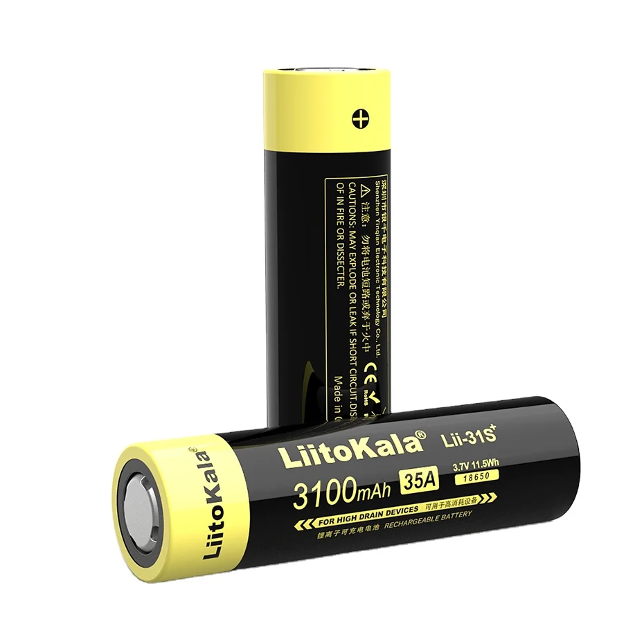 LiitoKala Lii-31S 18650 Battery 3.7V/4.2V Li-ion 3100mA 35A Power Rechargeable battery For high drain devices