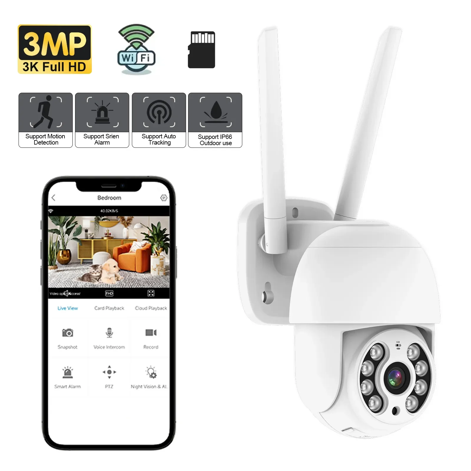 3mp wifi6 2 4G & 5G двухдиапазонный Wi-Fi уличная Водонепроницаемая IP-камера видеонаблюдения PTZ купольная камера