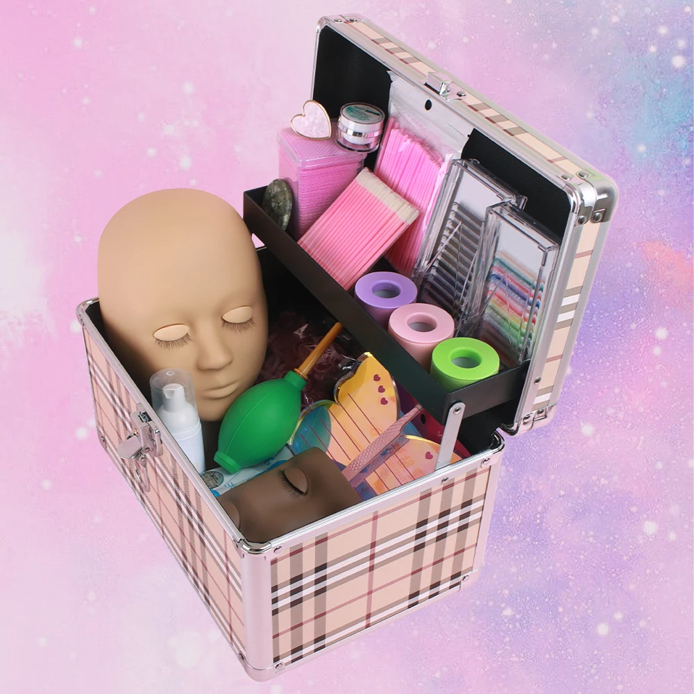 New Individual Eyelash Extension Training Mink Kits With Mannequin Head Professional Lash Extension Aftercare Supplies Kit