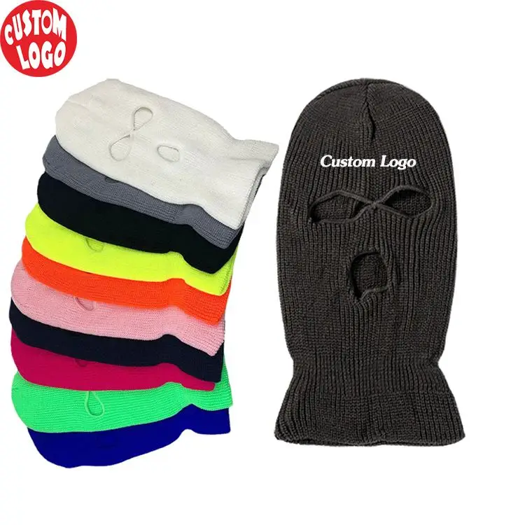 Высококачественная Лыжная маска с логотипом на заказ 3 отверстиями зимняя теплая неоновая Балаклава лыжная