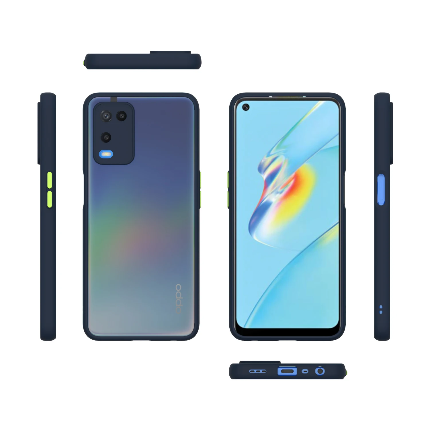 PC+TPU Bumper Frame Matte Smoke Phone Case Camera Lens Protector Cover for OPPO A54 / A74 4G / F19 Mobile Phone Bags & Cases