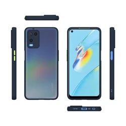 PC+TPU Bumper Frame Matte Smoke Phone Case Camera Lens Protector Cover for OPPO A54 / A74 4G / F19 Mobile Phone Bags & Cases