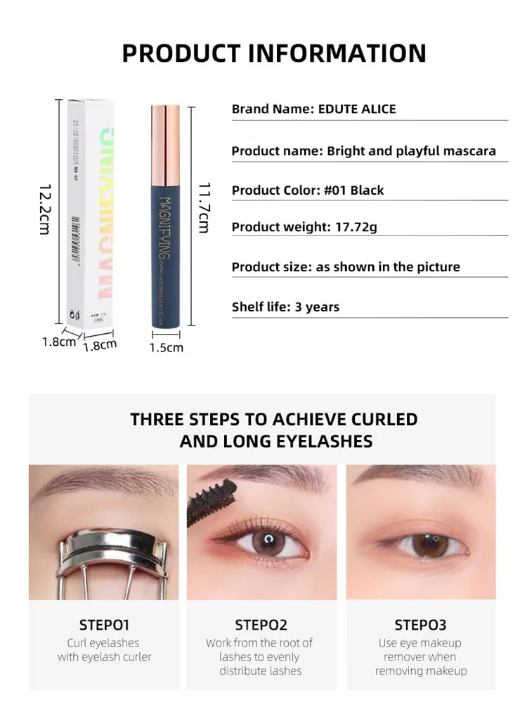 Romantic OEM Customized Beauty 3D Volume Mascara Makeup Fiber Lash Mascara Waterproof Mascara