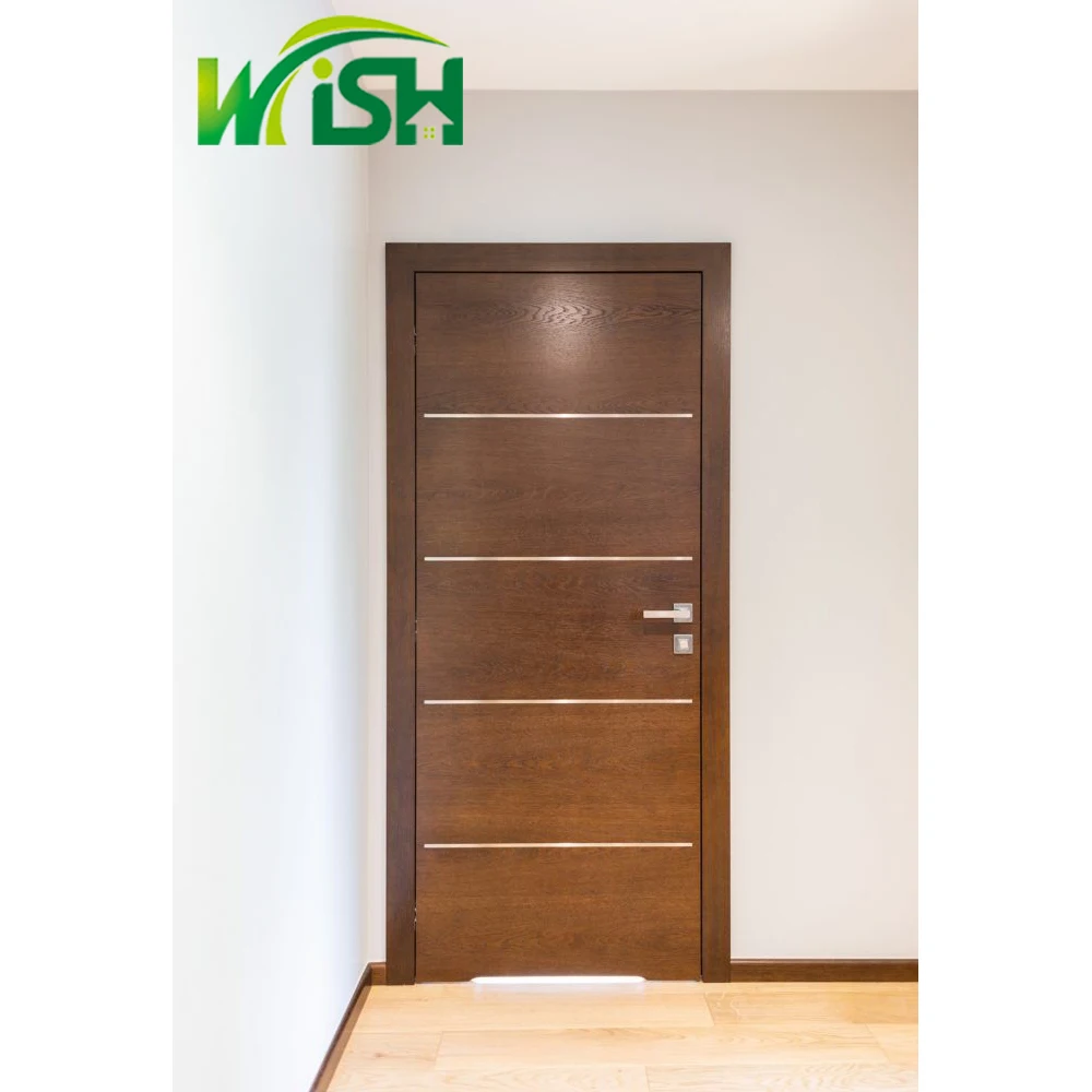 Modern Solid Wood Door Mdf Fire Prevention Interior Doors Flat Carving Sound Insulation Finish Wooden Door