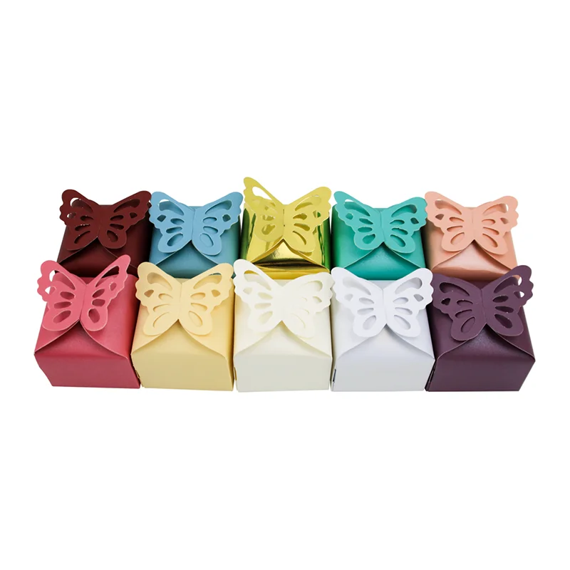 Lovely Multi Colors Butterfly Pattern Candy Paper Boxes Wedding Party Favor Chocolate Paper Box For Bridal Shower Birthday Party