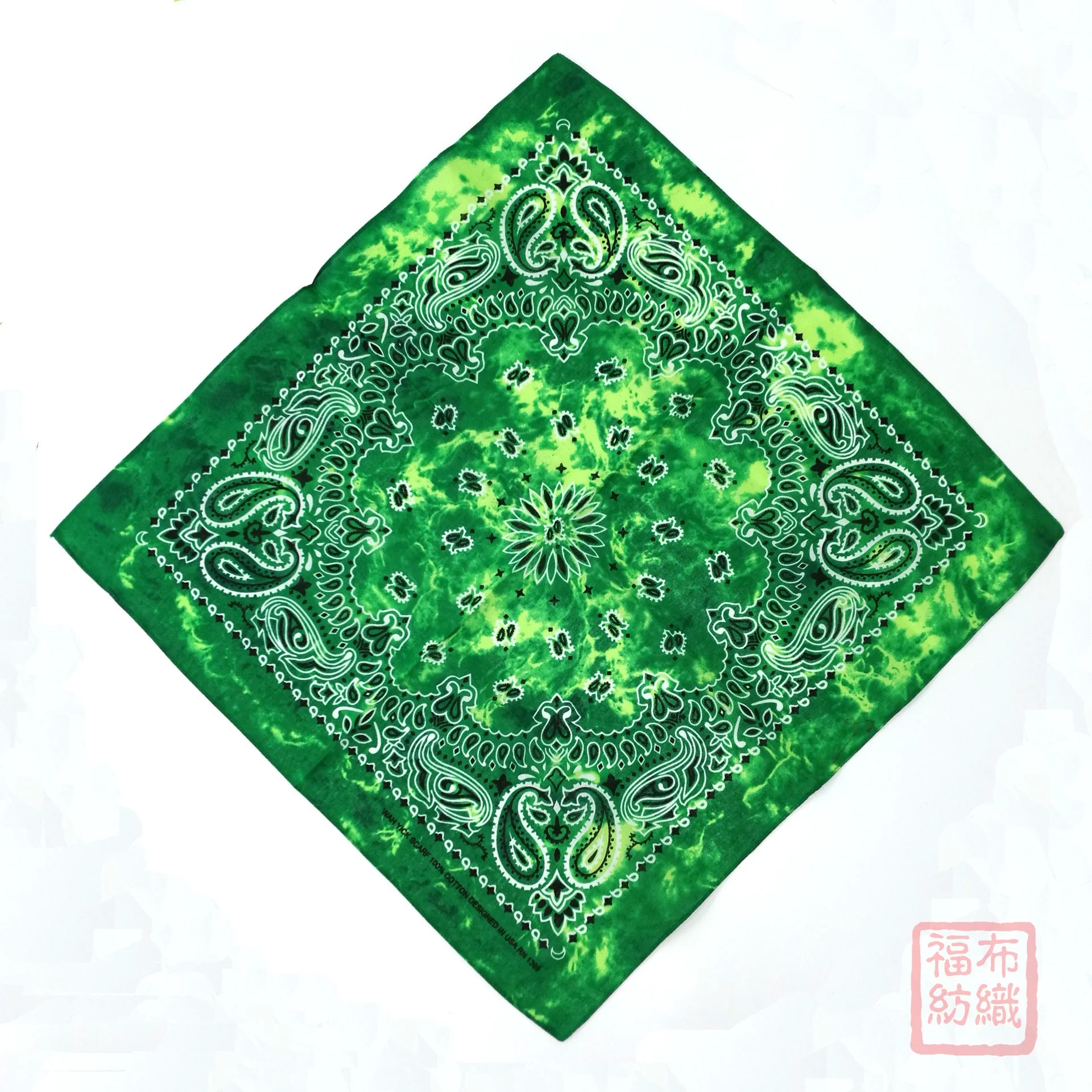 FUBU Fashion Soft Cotton Custom Women Headband Print Square Fabric Scarf Men Cycling Sport Outdoor Stock Top Tie Dye Bandana