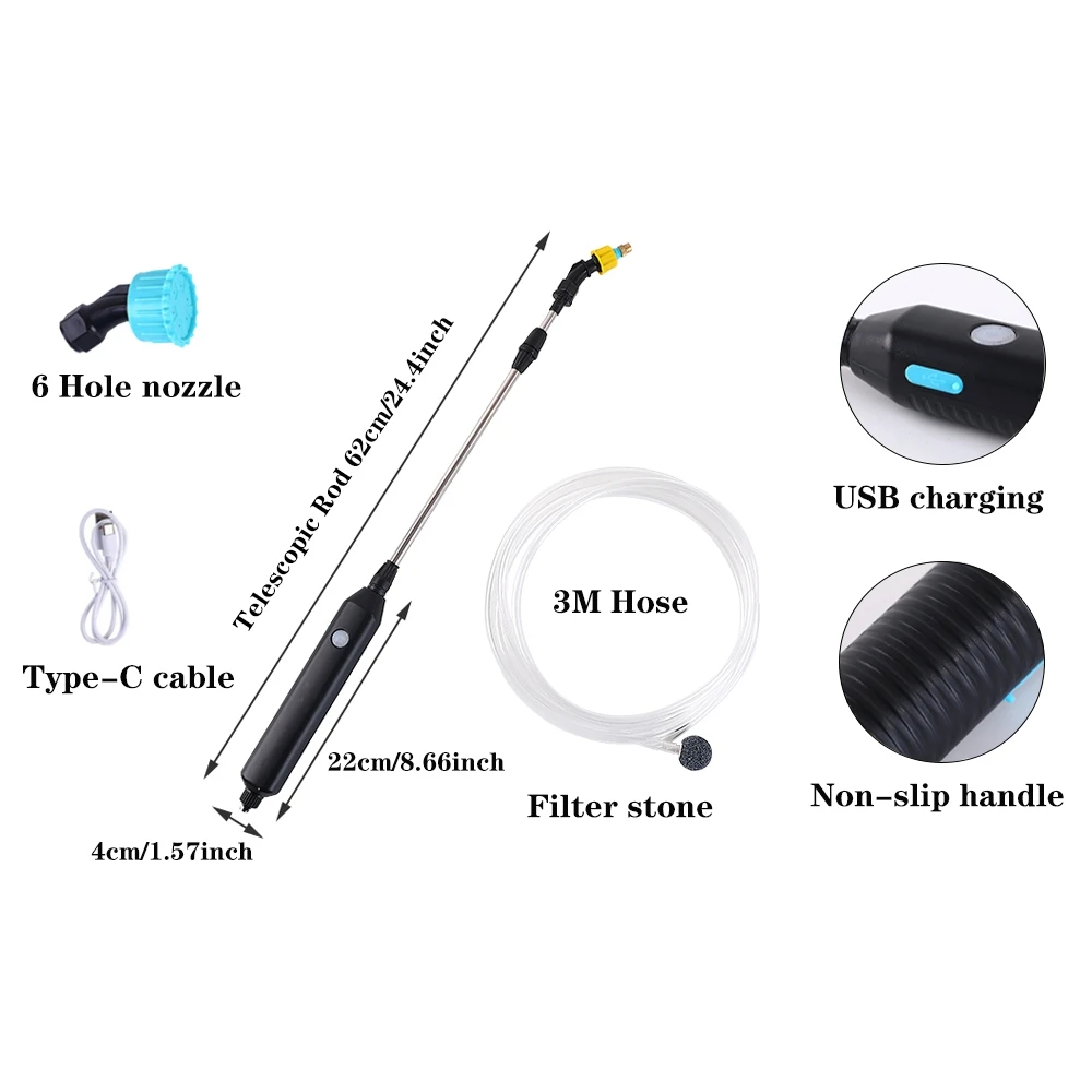 Electric Garden Sprayer Watering Wand Rechargeable Plant Spray Mister with Telescopic Wand 3M Hose for Yard Lawn Weeds Plants