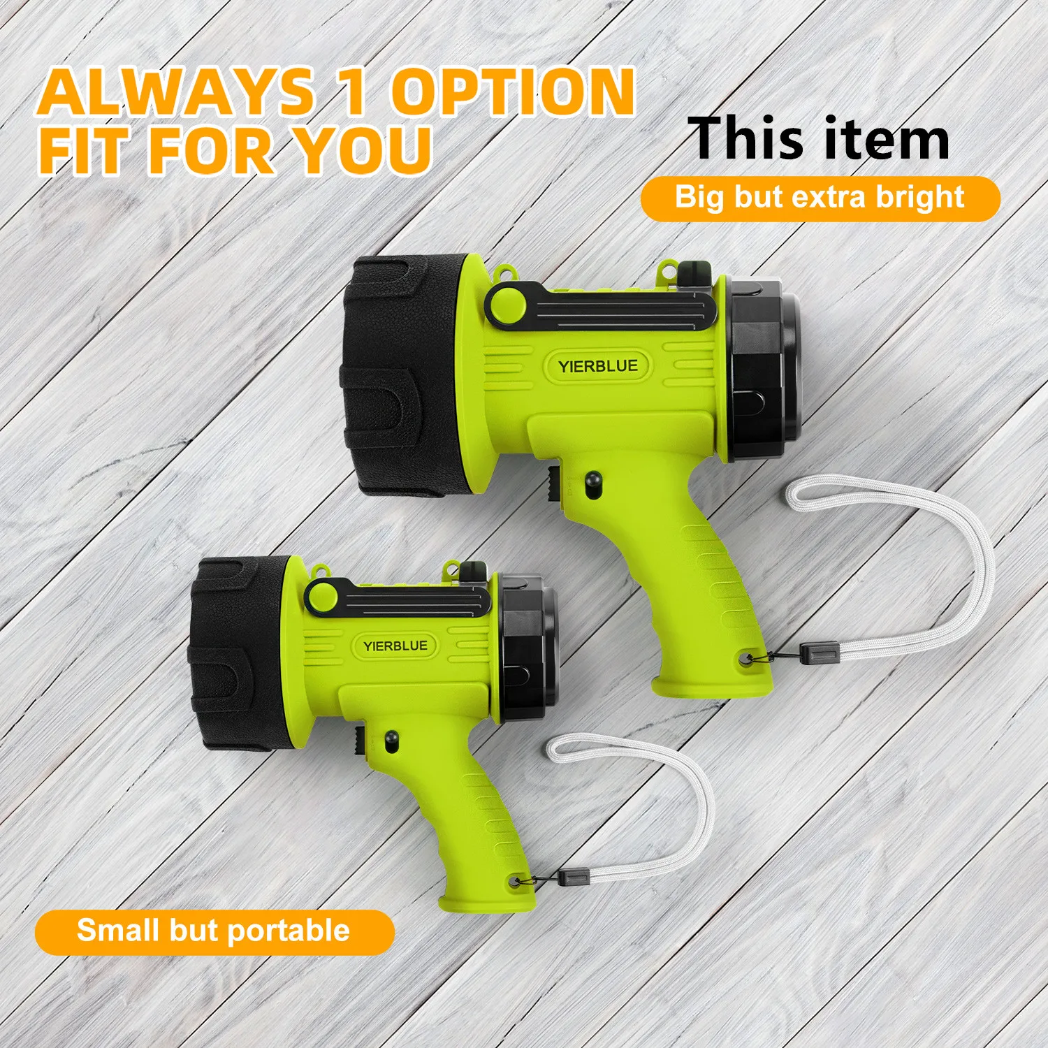 Super Bright High power Rechargeable Long Range wide view spotlight waterproof USB C Flashlight