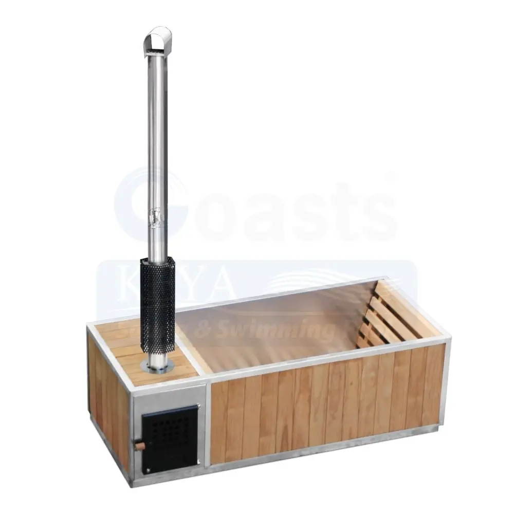 New Design Outdoor Canadian Deluxe Spruce Wood Hot Spa Tubs 2-Person Hot Tub Bath With Built-In Wood-Burning Stove
