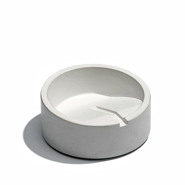 Modern Restaurant Black Customised Custom Made Concrete New Round Single Cigar Ash Tray  Cement Ashtray