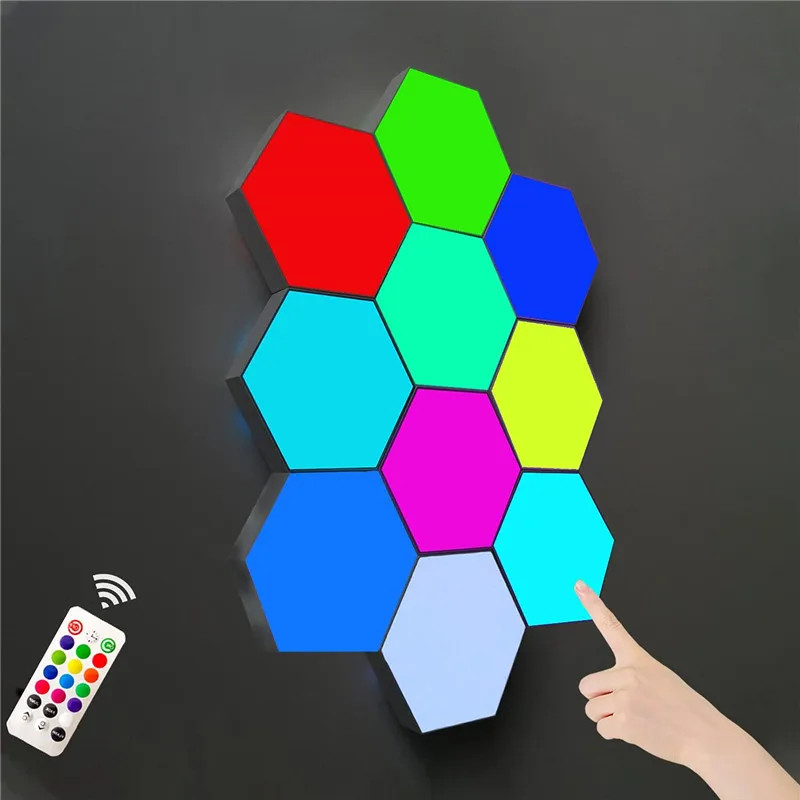 APP Control Aurora Smart LED Hexagonal Light Phone Tuya Honeycomb Module Light Creative RGB Home Decor Quantum Night Lamp