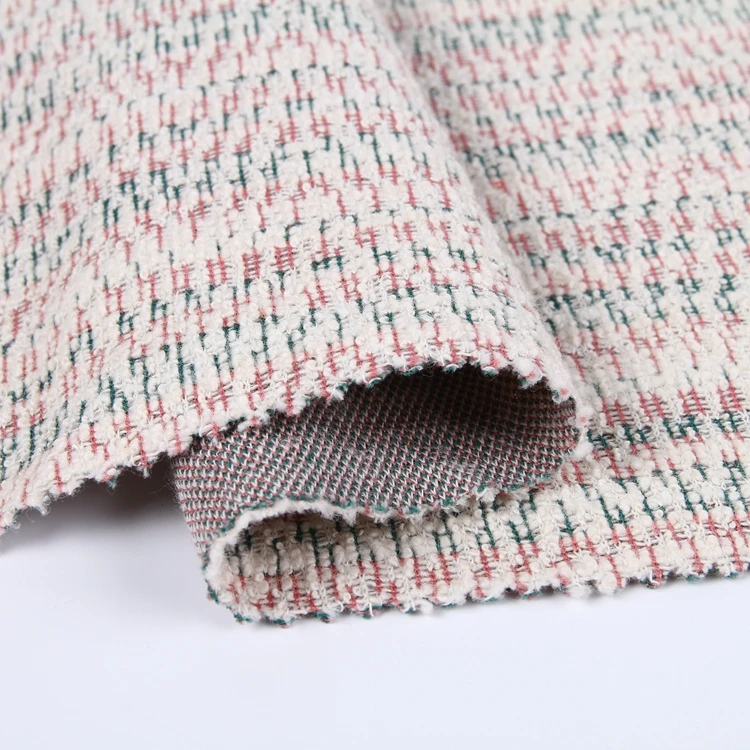 Elegant colorful yarn dye check knit jacquard hacci fabric for spring women coat garments luxury brand 2020 tissues