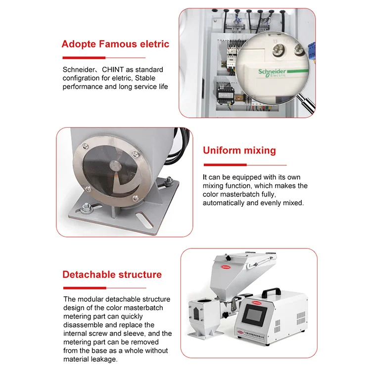 Screw Dosing Unit Master Batch Mini Mixer For Extruder Pvc Mixing Machine Volumetric Color Doser