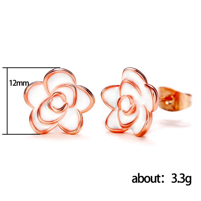 CAOSHI Trendy 3 Colors Women Fashion Black and White Rose Gold Vintage Oil Enamel Flower Earring Stud Earrings Wedding
