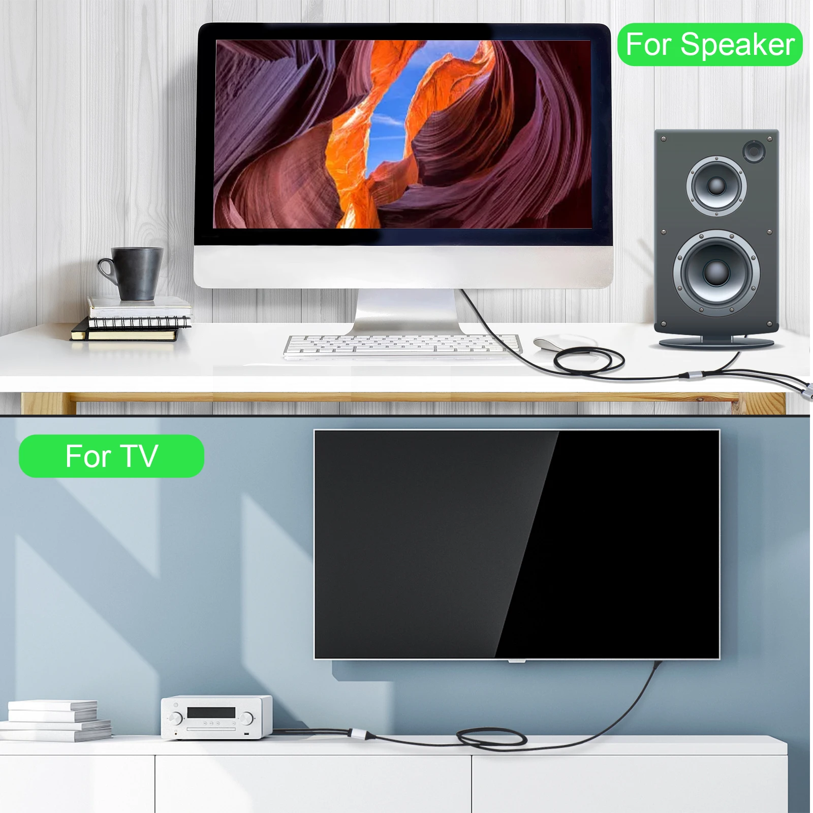 Wholesale 3.5mm Jack to 2RCA Speaker Cable Wholesale AUX Connector RCA to 3.5 mm to 2 RCA Audio Cable