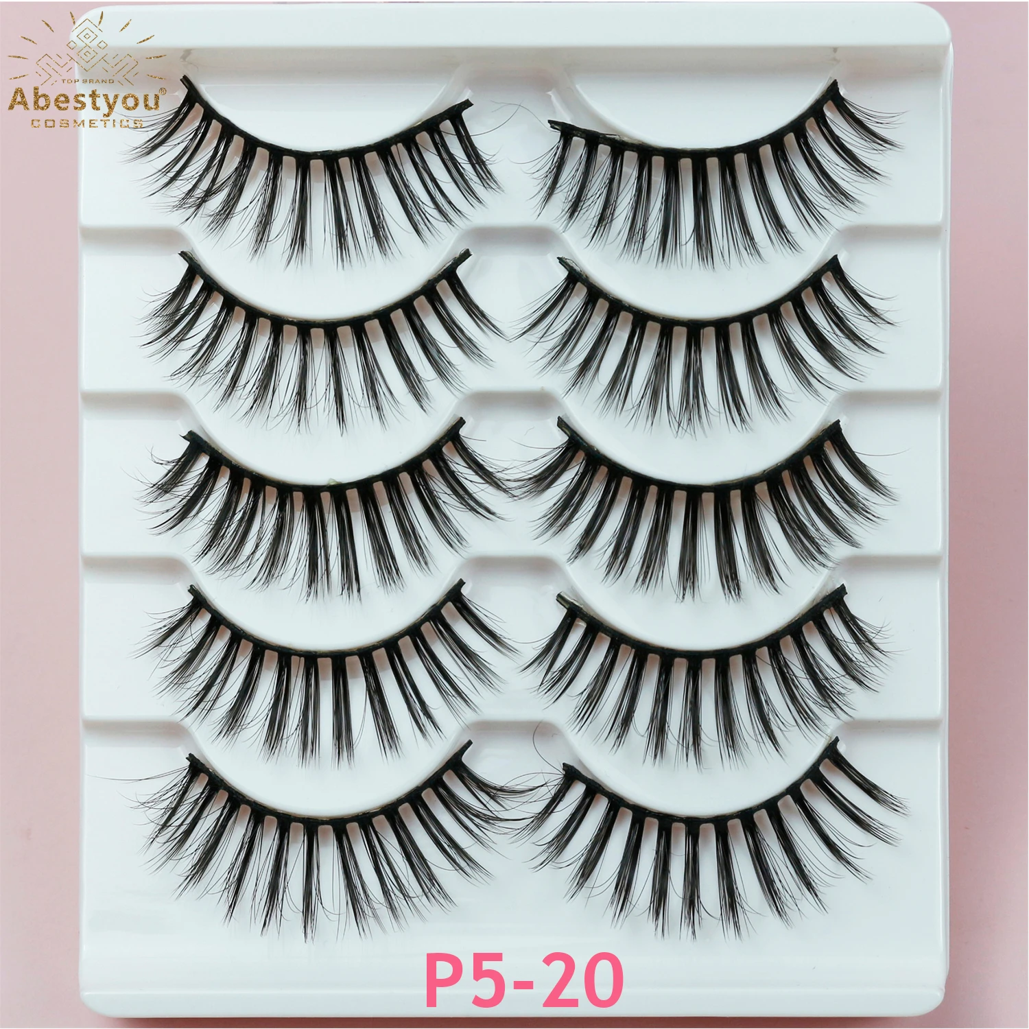 Abestyou 5Pairs Lashes Natural Transparent Terrier Long Sparse Cross False Eyelashes Fake Eye Lashes Extensions Eyelash Makeup