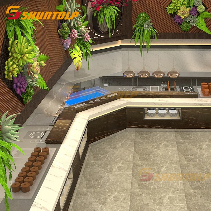 Luxury Commercial Combination Salad Buffet bar Showcase hotel sushi buffet counter equipment design