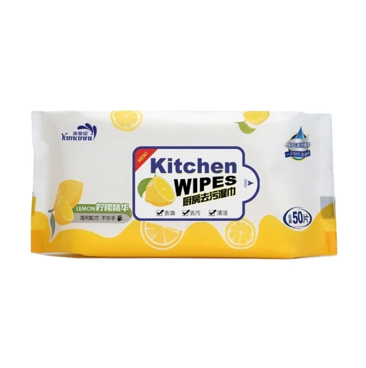 Factory Outlet 50 Pcs Kitchen Cleaning Cloth Degreasing Wet Wipes Easy To Move Away Greasy Dirt