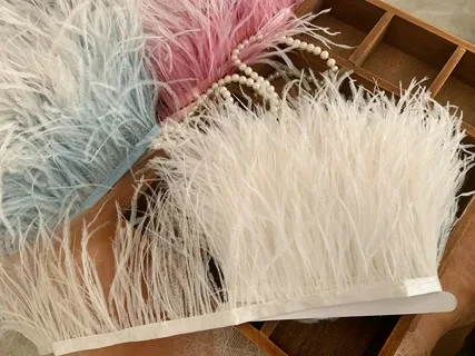 Ostrich Feather Trimming Fringe With Ribbon Tape,Millinery Crafts Costumes Decoration,Natural Ostrich Hair Feather Trim