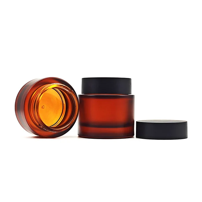 Custom Logo Amber Frosted Cosmetic Packaging Set 30ml 40ml 50ml 100ml 120ml Pump Bottle Matt Brown Dropper Bottle Cream Jar 50g