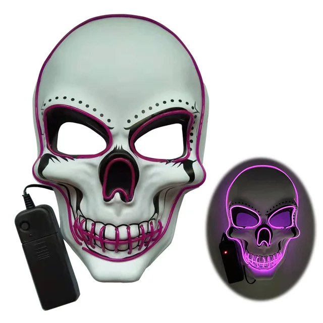 Led Light Up Mask with EL Wire 3 Flashing-Modes for Halloween Cosplay Costume and Party Supplies,Halloween Scary Mask