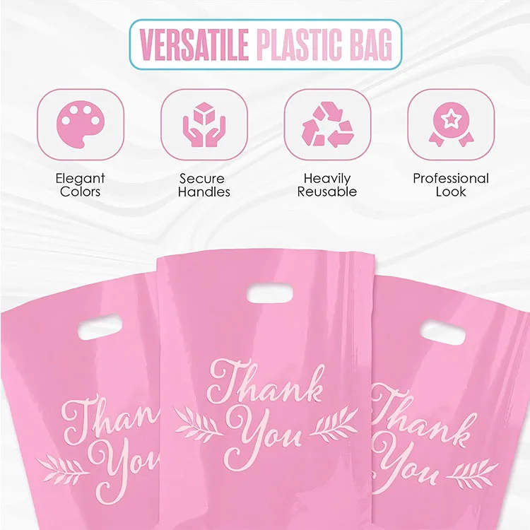 Wholesale Cheap White Die Cut Gift Carrier Retail Plastic Shopping Bags With Handle Customize Eco Plastic Bags For Boutique