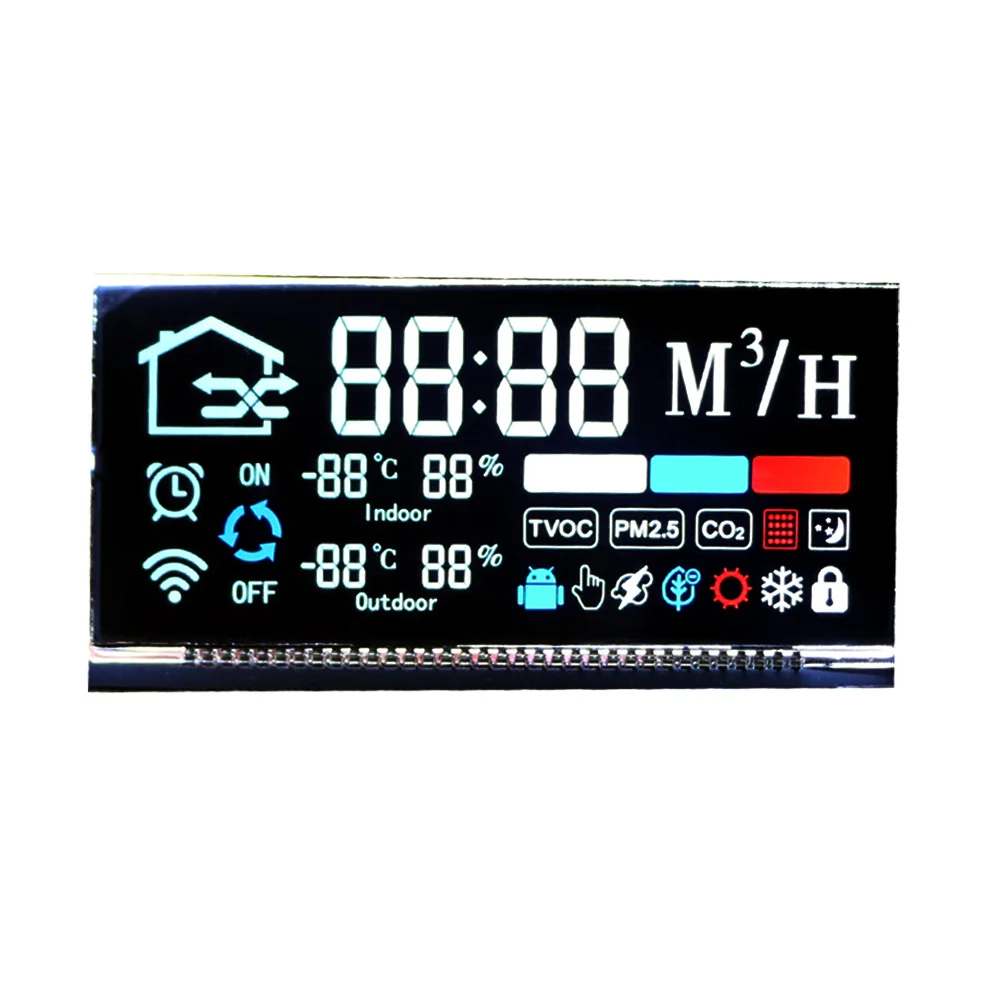 Customized dimension mono White background positive 7 segment LCD screen module