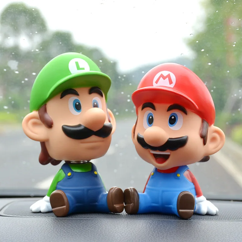 (Wholesale) Mario bros Bobble head toy action figures shake heads toy For car Decoration
