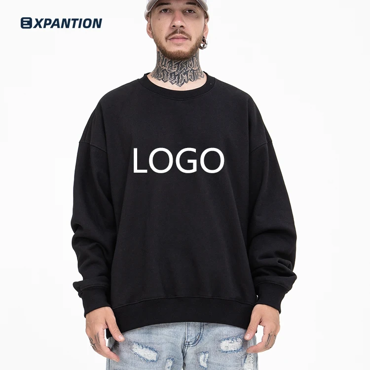 Factory Custom Made Blank Cotton Athletic Plain Black Men Hip Hop Sweatshirt Without Hood