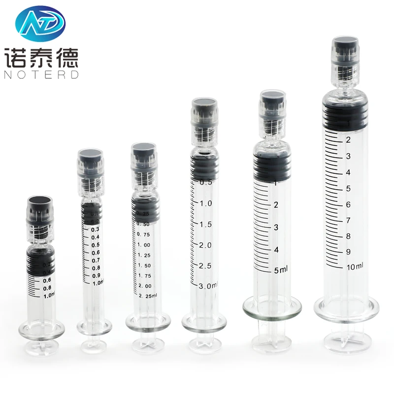 High quality distillate syringe 1 ml glass prefilled syringes with luer lock