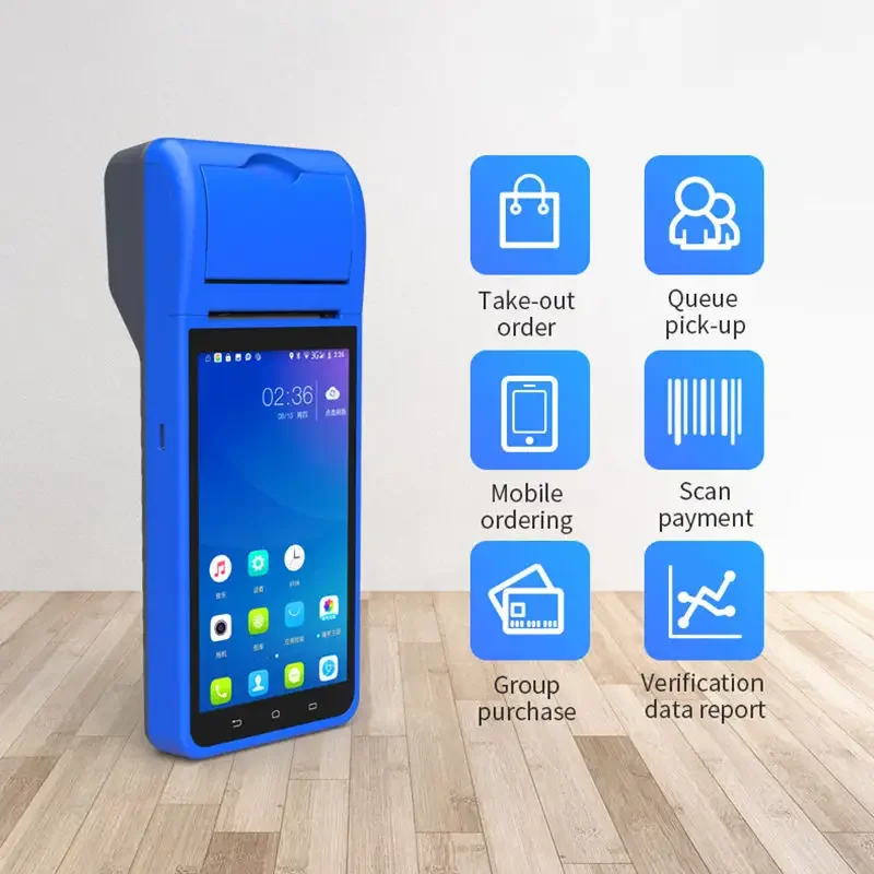 Newest 5.5 Inch 8 inch handheld Portable All In One Wifi Android Pos System Mobile Phone Terminal With Barcode Scanner Printer