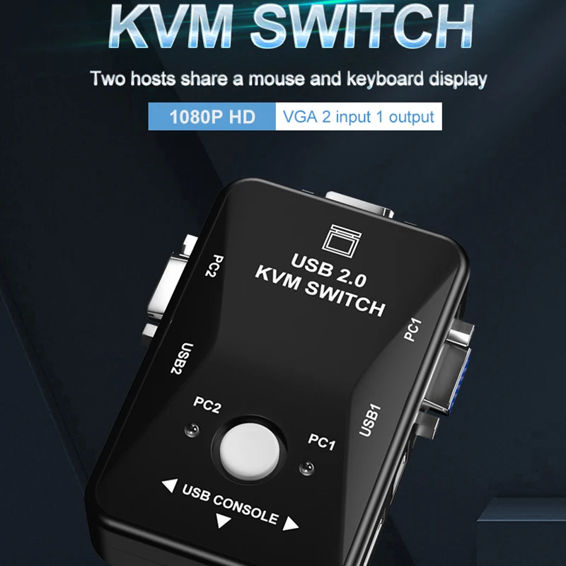 Doonjiey с 2 портами usb видео KVM переключатель с сенсорным экраном для ЖК дисплей ПК ТВ монитор видео VGA KVM переключатель