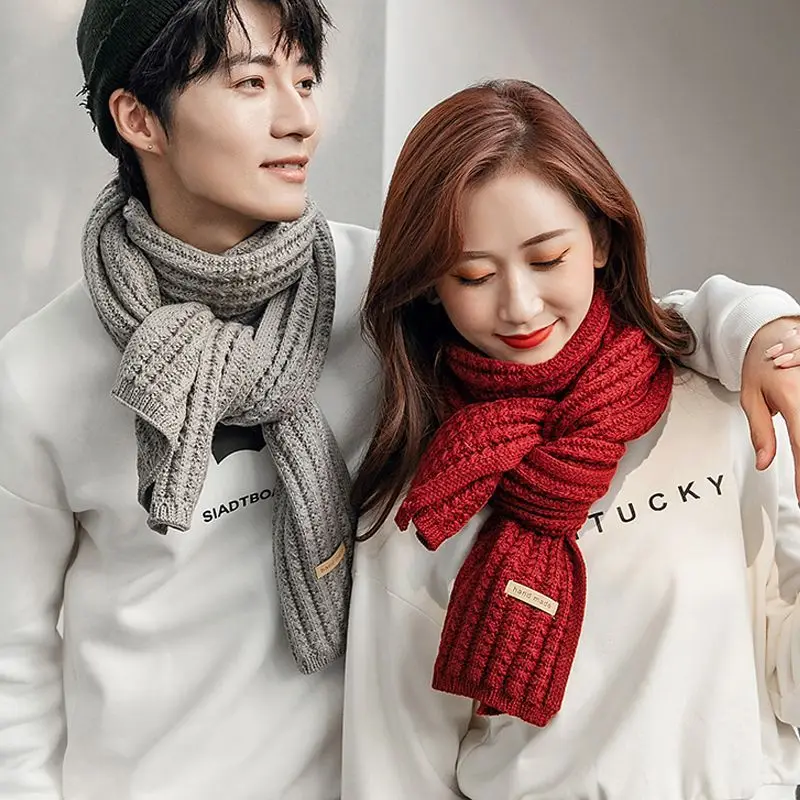 Winter Scarf Couple Thick Knitted Men Women Scarf Warm Fashion High Quality Hand Made Scarf For Men Women