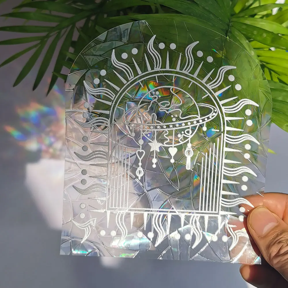 Wholesale PVC Decoration Hologram Rainbow Maker Suncatcher Film Sticker Window Decal Print Custom Window Suncatcher Sticker