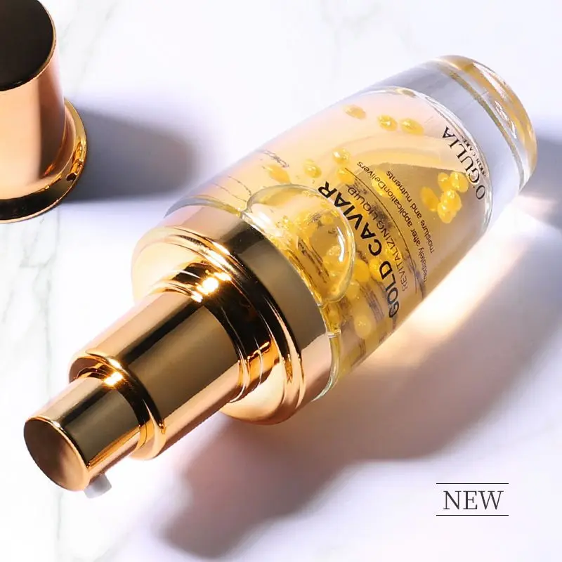 OEM cosmetic organic caviar serum face skin care anti aging 24 k nano gold serum